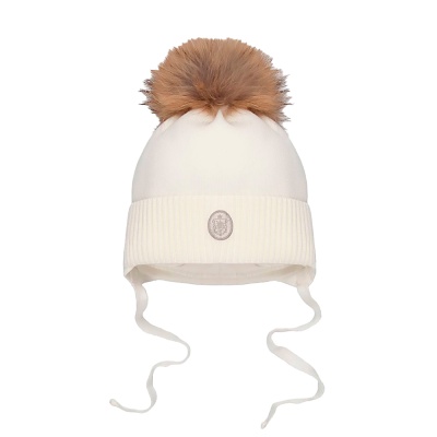 Шапка зимняя утеплённая с меховым помпоном на завязках Наследникъ НВ1015-ЭК 1